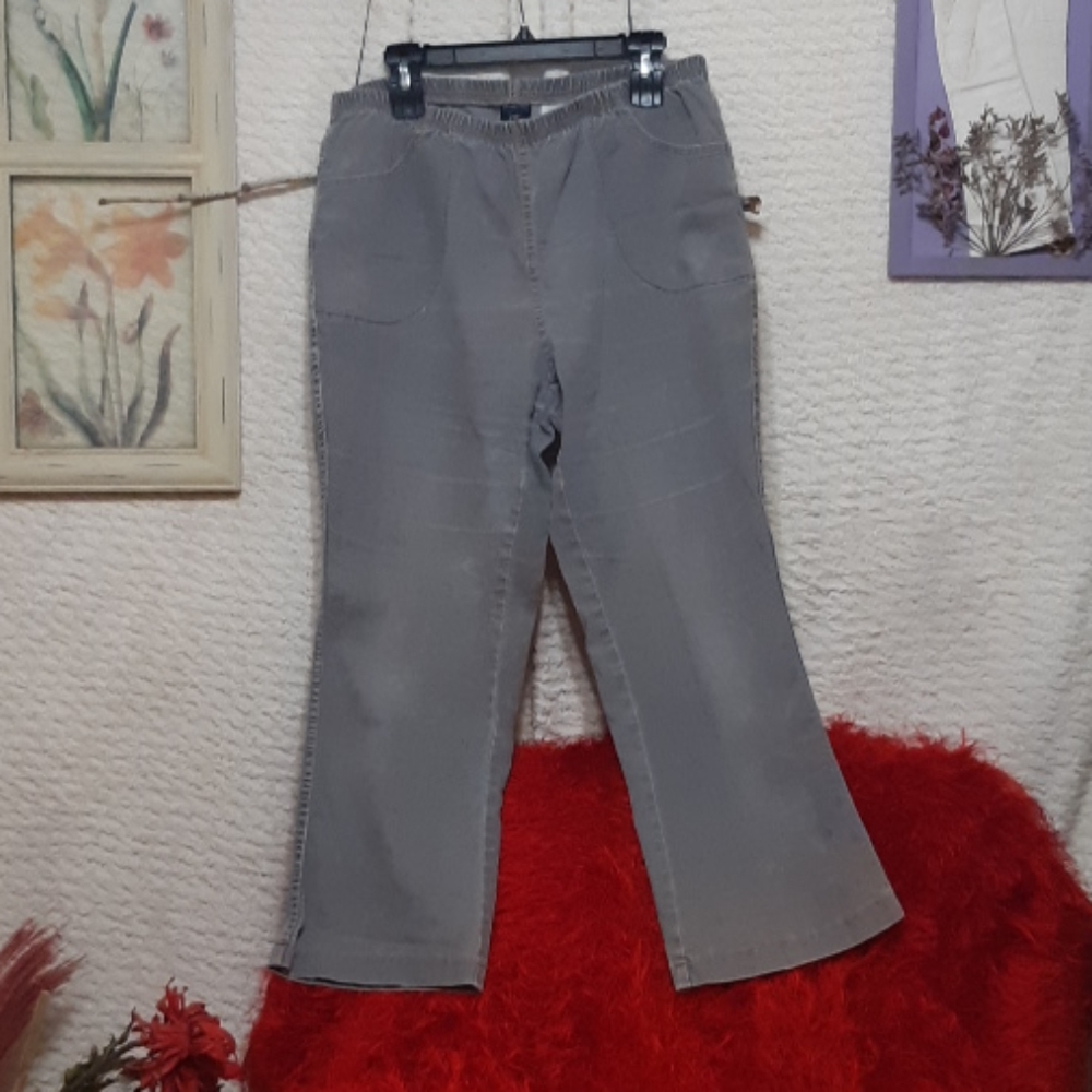 Womens Gray JMS Jeans Pants sz 2XL Pants Elastic waist Just My Size B79